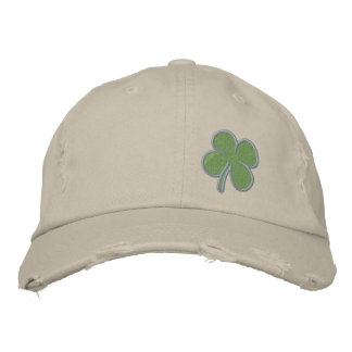 Gold Four Leaf Clover St. Patricks Embroidered Baseball Cap