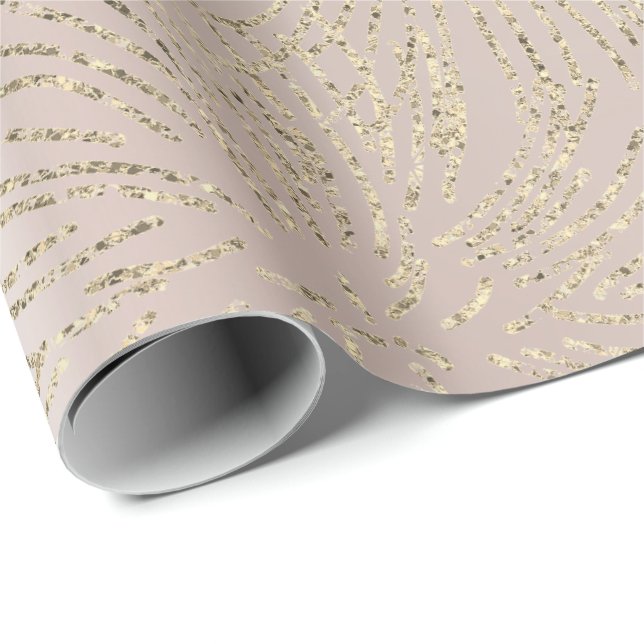 Gold Foxier Chevron Firework Metallic Pearly Blush Wrapping Paper (Roll Corner)