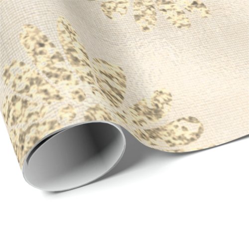 Gold Foxier Glitter Floral Blush Linen Burlap Glas Wrapping Paper
