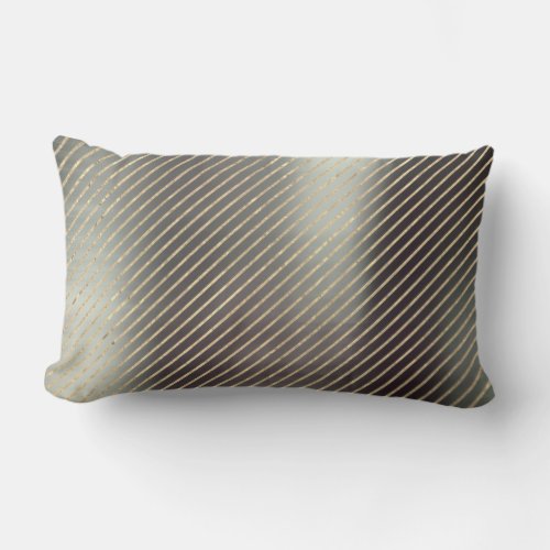 Gold Foxier Graphite Silver Metallic Stripes Lines Lumbar Pillow