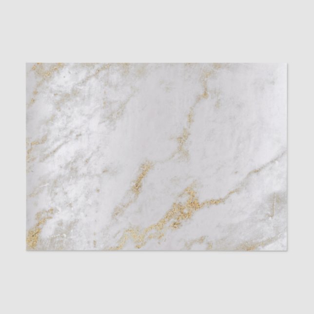 Gold Foxier Gray Silver Marble Metallic Abstract Tissue Paper (Front)