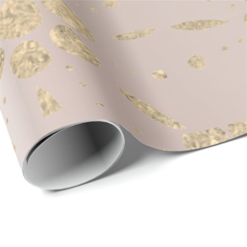 Gold Foxier Oriental Floral Confetti Pearly Blush Wrapping Paper