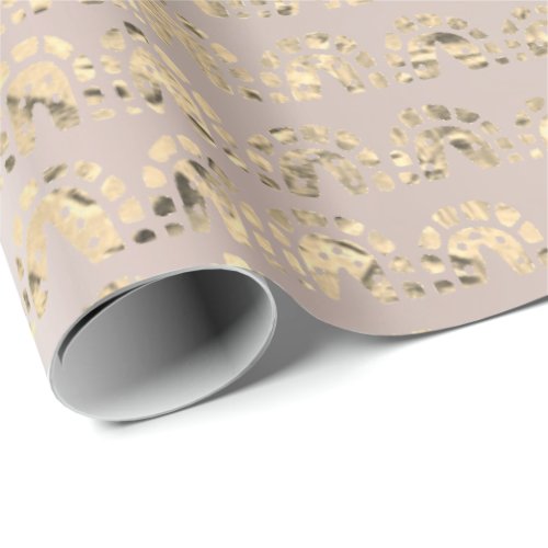 Gold Foxier Oriental Indian Metallic Pearly Blush Wrapping Paper