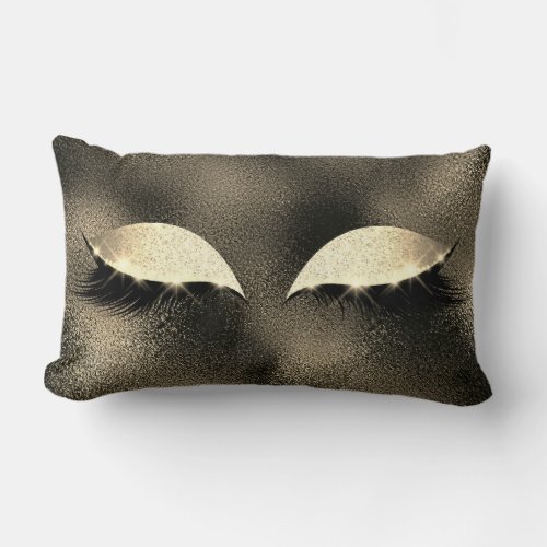 Gold  Foxier Sepia Beauty Black Glitter Makeup Lumbar Pillow