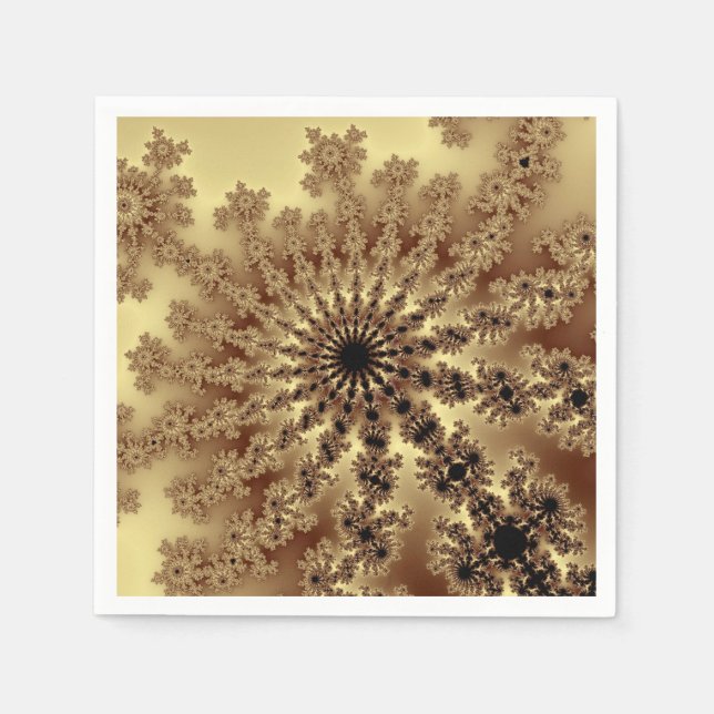 Gold Fractal Burst Napkins (Front)