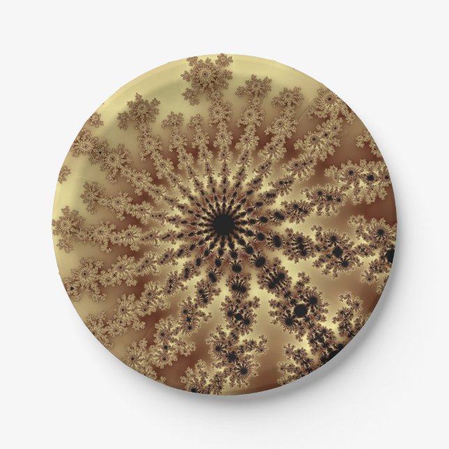 Gold Fractal Paper Plates (Front)