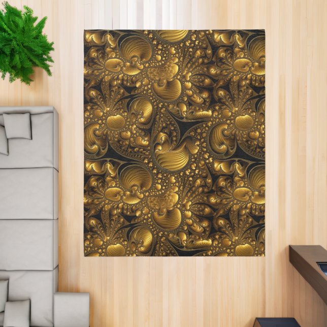 Gold Fractal Pattern Modern Rug (Insitu (Indoor 2))