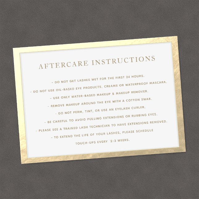 Gold Frame AfterCare for Lash Extensions Spa Business Card (Creator Uploaded)