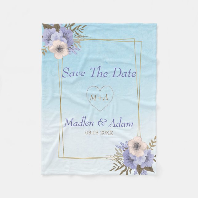 Gold Frame And Flowers Fleece Blanket (Front)