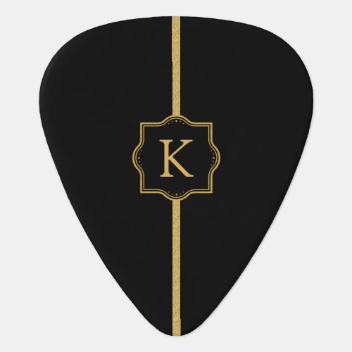 Gold frame and stripe custom monogram guitar pick