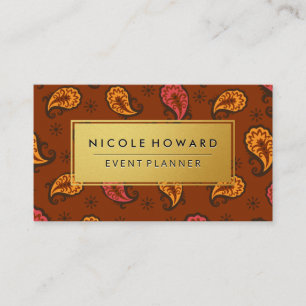 Gold Frame Artistic Paisley Business Card