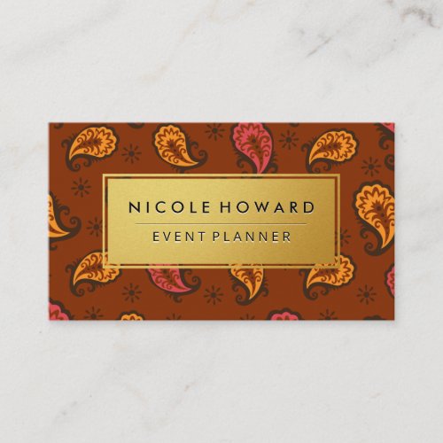 Gold Frame Artistic Paisley Business Card