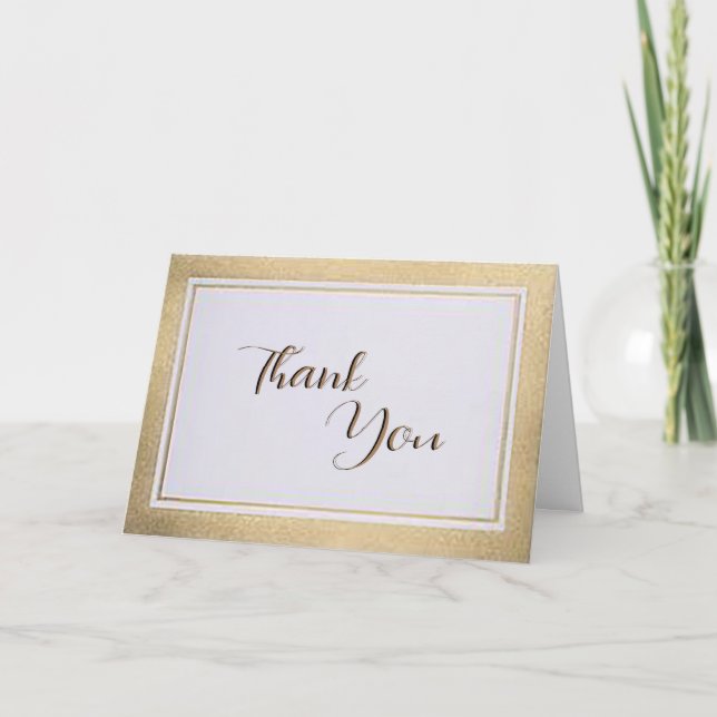 “Gold Frame”  Blank Folded Thank You Card (Front)