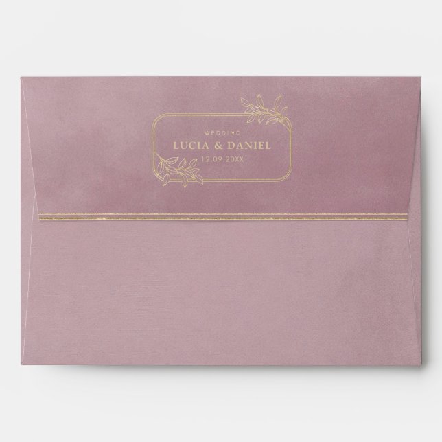 Gold Frame & Blush Pink Velvet Wedding Envelope (Back (Top Flap))