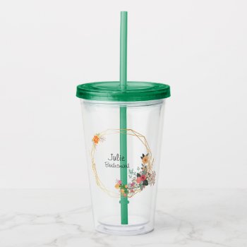 Gold Frame Bridesmaid Gift Acrylic Tumbler by TwoBecomeOne at Zazzle