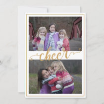 Gold Frame Cheer Typography Multiple Photo Holiday Card