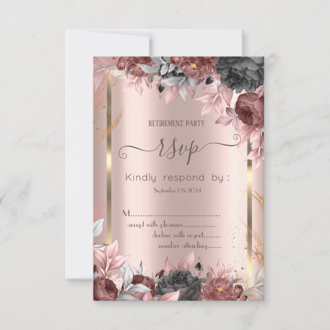 Gold Frame Chic Roses 16 RSVP  Invitation (Front)