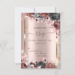 Gold Frame Chic Roses 16 RSVP Invitation
