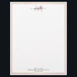 gold frame chic script monogram  letterhead<br><div class="desc">An elegant gold frame with a monogram and personalized script and text. The colors can be customized to match business,  personal and company colors.</div>