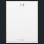 gold frame chic script monogram  letterhead<br><div class="desc">An elegant gold frame with a monogram and personalized script and text. The colors can be customized to match business,  personal and company colors.</div>
