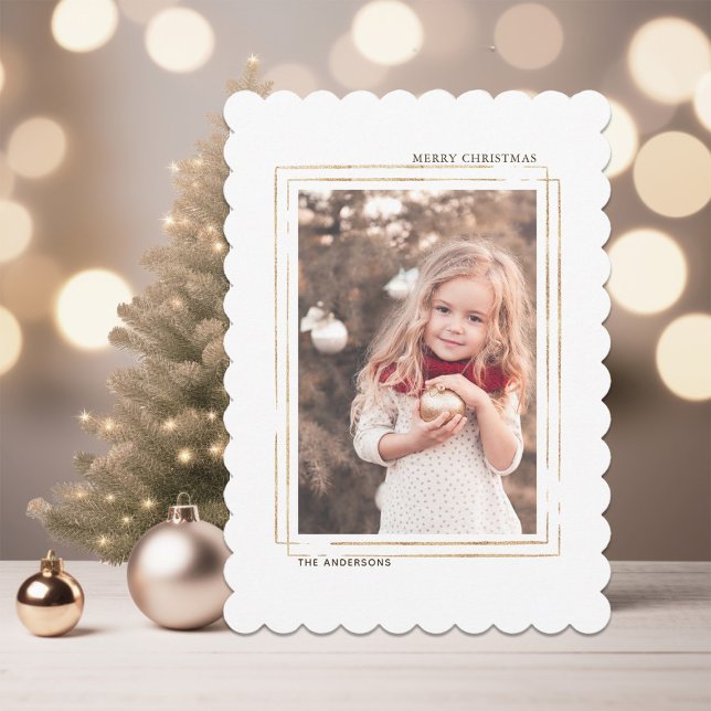 Gold Frame Christmas Holiday Photo Card (Creator Uploaded)