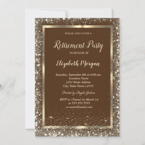 Gold Frame Confetti Border Brown Retirement