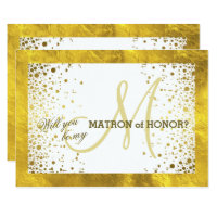Gold Frame Confetti Will You Be My Matron of Honor Card