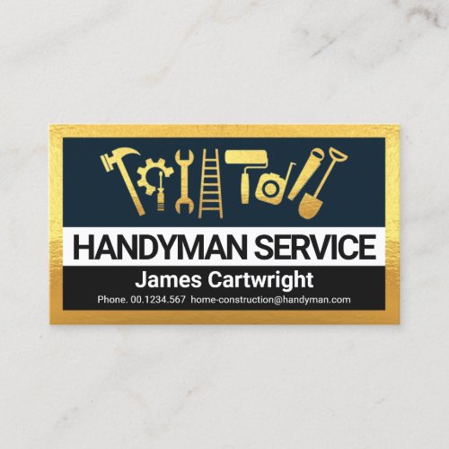 Gold Frame Construction Tools Home Remodeling Business Card