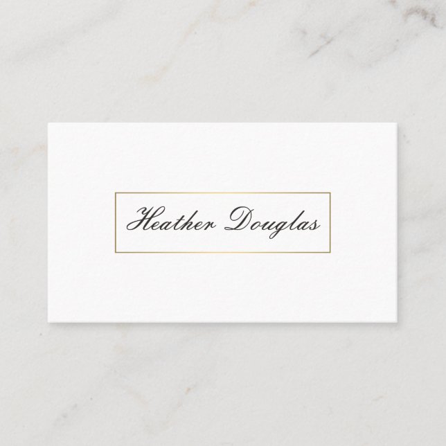 Gold Frame / Cursive Typography Business Card (Front)