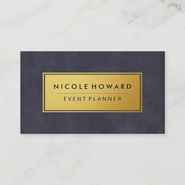 Gold Frame Deep Purple Blue Texture Business Card (Front)