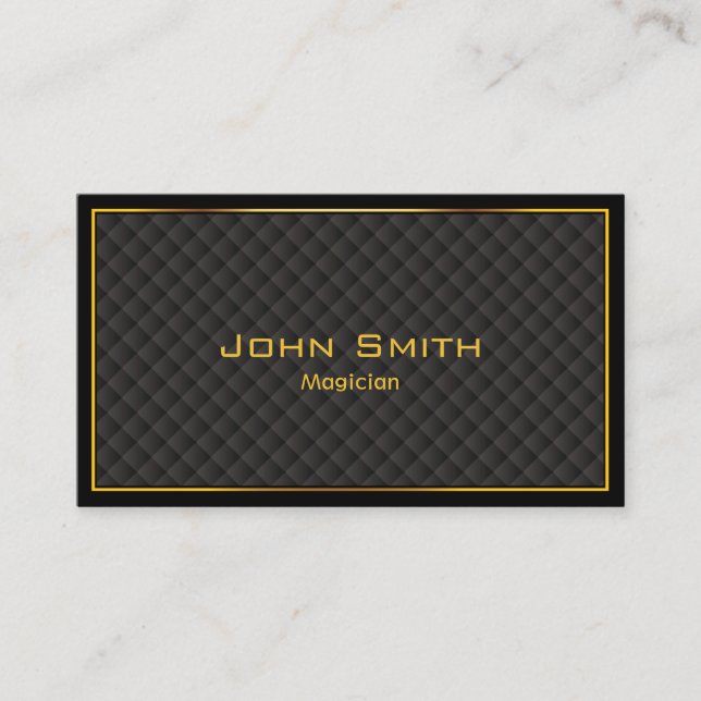 Gold Frame Diamond Grids Magician Business Card (Front)