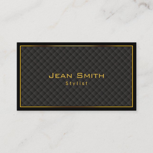 Gold Frame Diamond Grids Stylist Business Card (Front)