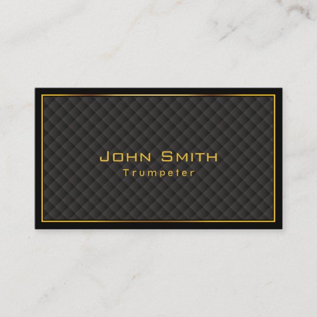 Gold Frame Diamond Grids Trumpeter Business Card (Front)