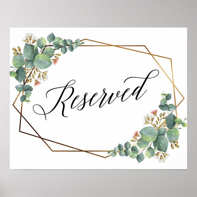 Gold Frame Eucalyptus Reservation Wedding sign (Front)