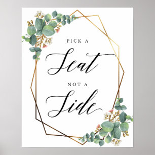Gold Frame Eucalyptus Seating Wedding sign