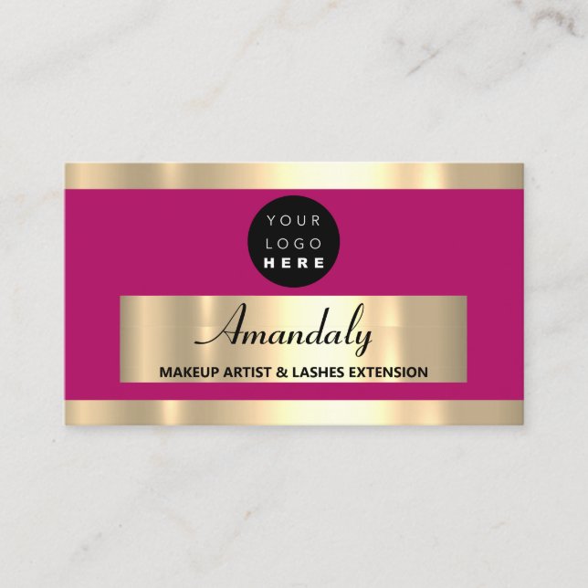  Gold Frame Fashion Beautique Shop Pink VIP Business Card (Front)