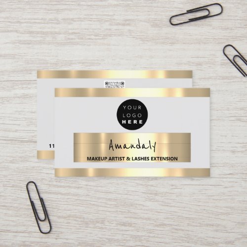  Gold Frame Fashion Boutique Shop Gray QRCODE Business Card