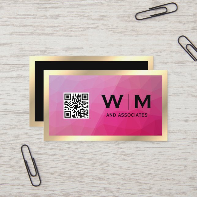 Gold Frame | Geometric | QR CODE Business Card (Front/Back In Situ)