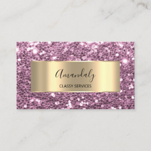 Gold Frame Glitter QR Code Logo Purple Rose Busine Business Card