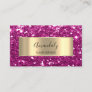 Gold Frame Glitter QR Code Pink Fuchsia Business C Business Card