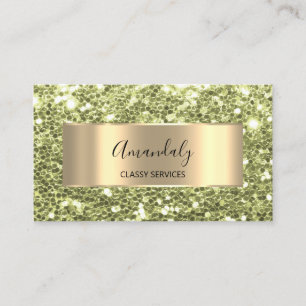 Gold Frame Glitter QRCode Logo Fresh Mint Green B Business Card