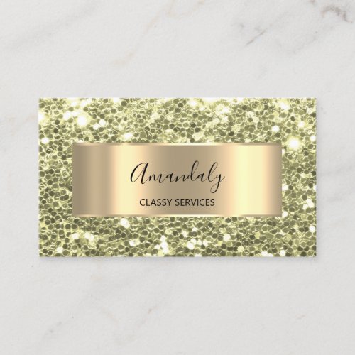 Gold Frame Glitter QRCode Logo Mustard Mint Green  Business Card