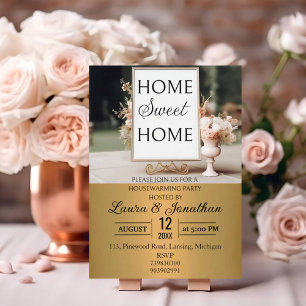 Gold Frame Gold Metallic Housewarming Party  Invitation