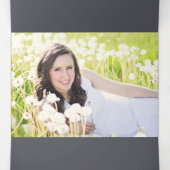 Gold Frame Gray  Background Graduation Photo Tri-Fold Holiday Card (Inside Middle)