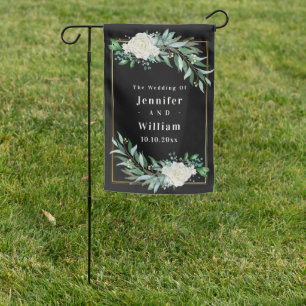 Gold Frame Greenery Foliage Wedding Engagement Garden Flag