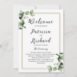 Gold Frame Greenery Wedding Ceremony Program<br><div class="desc">A greenery eucalyptus wedding order of service program. Easy to personalize with your details. Great for greenery or garden-themed bridal shower. Please get in touch with me via chat if you have questions about the artwork or need customization.</div>