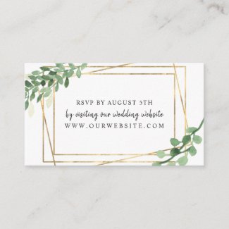 Gold Frame Greenery wedding RSVP online card