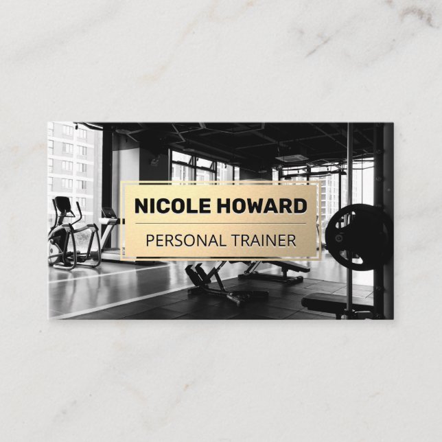 Gold Frame | Gym Background Business Card (Front)