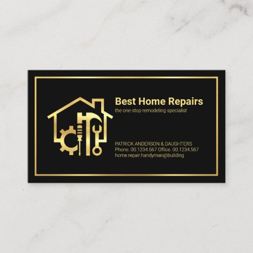 Gold Frame Handyman Tools Home Business Card