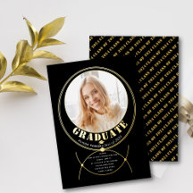 Gold frame jewelry inspired black graduation photo